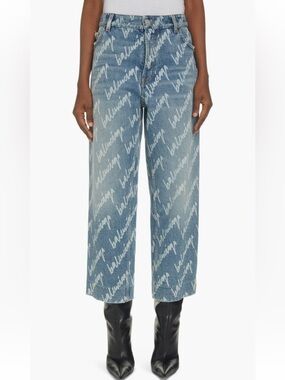 Balenciaga Scribble Logo Crop Wide Leg Jeans